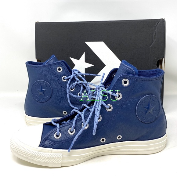 Converse Ctas High Top Leather Navy Women Sneakers - Picture 10 of 11